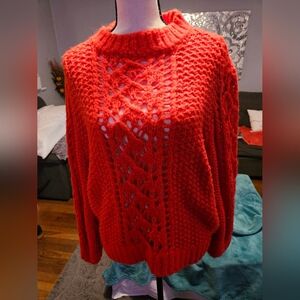 Lou & Grey Crochet Balloon Sleeve Sweater